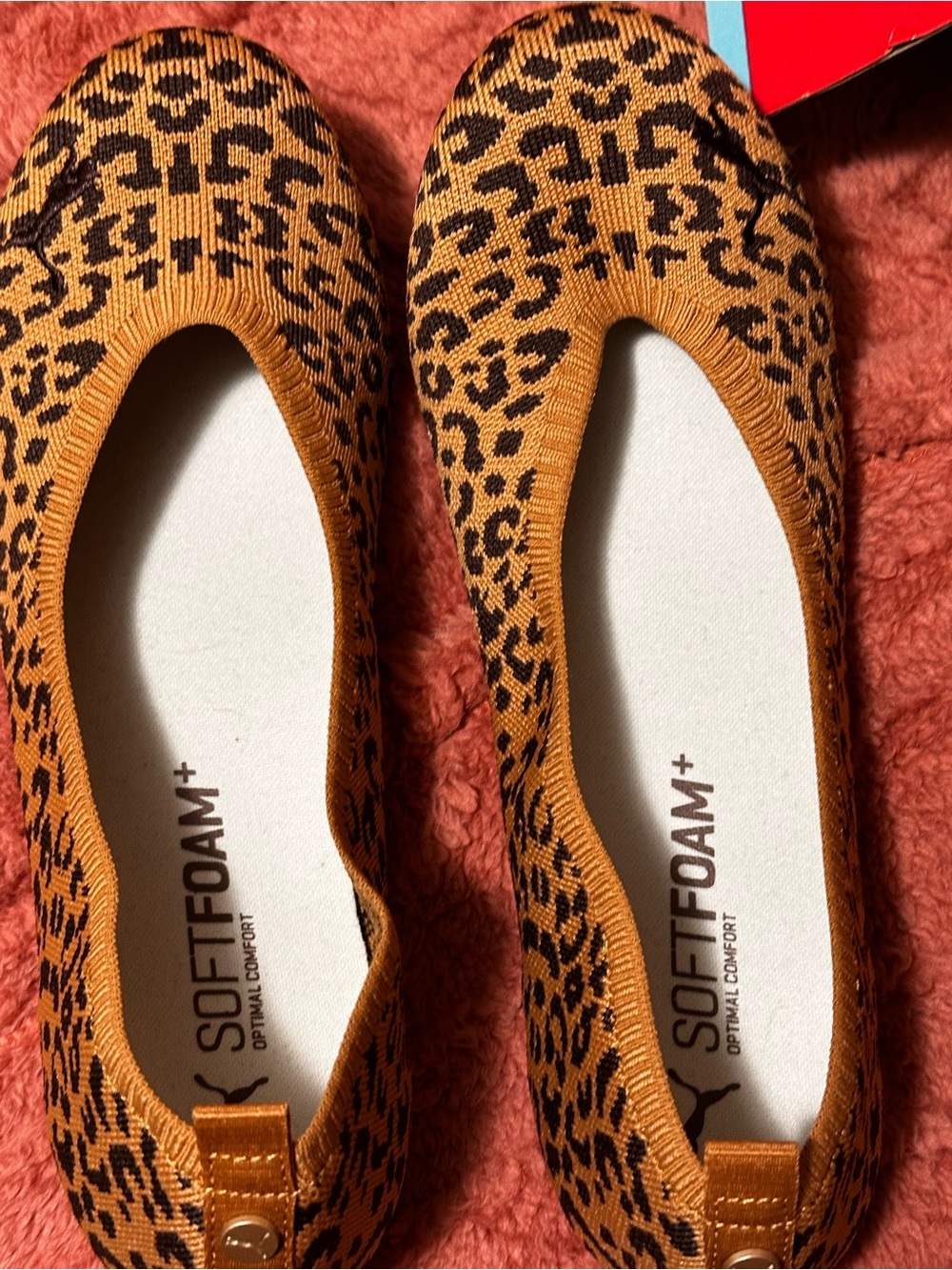 Puma Iliana Leopard Ballerina Flats - Caramel and White